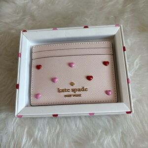 kate spade Pink and Red Heart Stud Card Holder